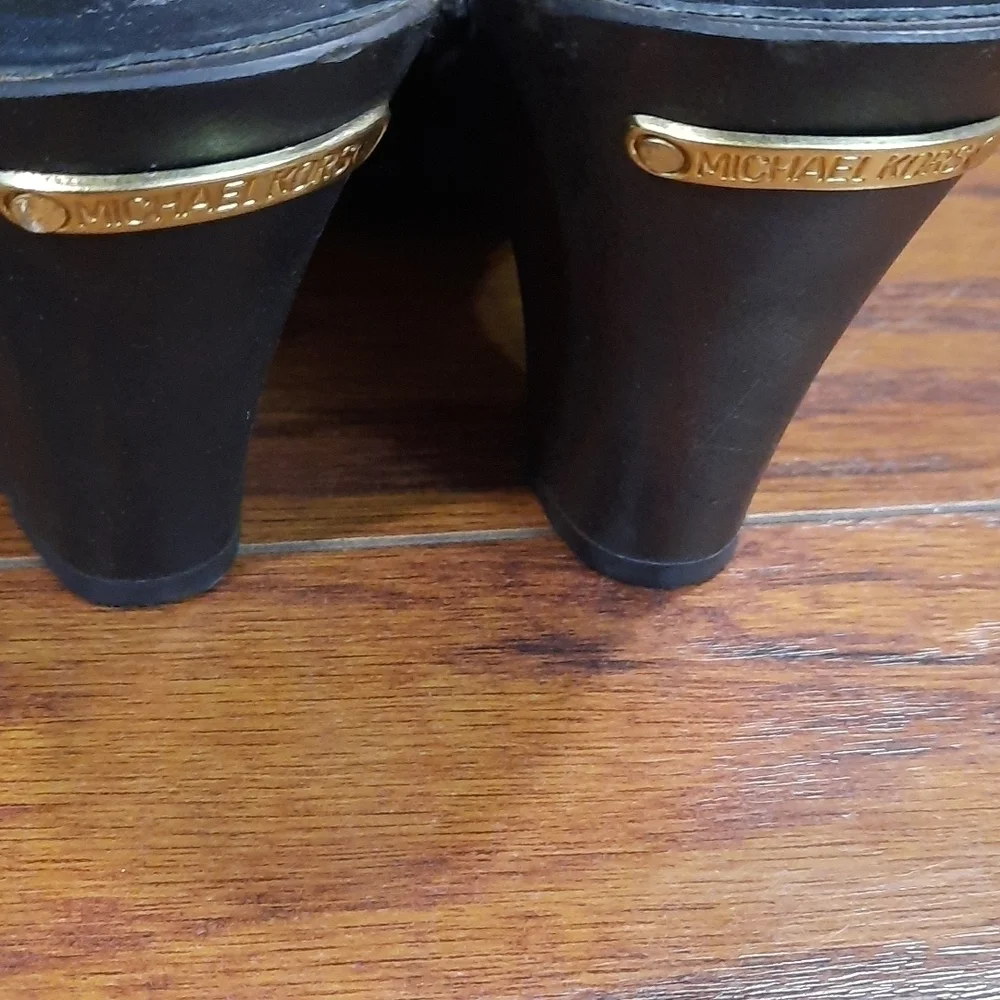 Michael Kors Black Gold Studded Fringe Heeled Mules - Picture 7 of 7